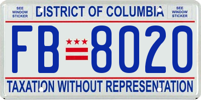 DC license plate FB8020