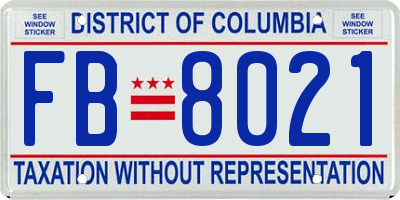 DC license plate FB8021