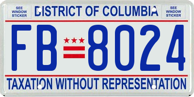 DC license plate FB8024