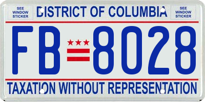 DC license plate FB8028