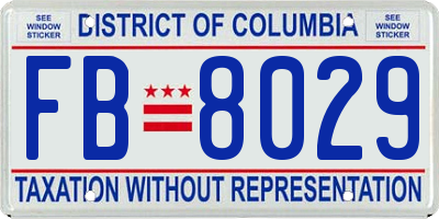 DC license plate FB8029