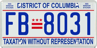 DC license plate FB8031