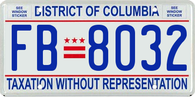 DC license plate FB8032