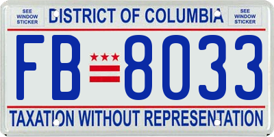 DC license plate FB8033