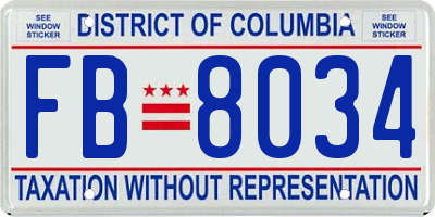 DC license plate FB8034