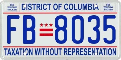 DC license plate FB8035