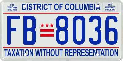 DC license plate FB8036