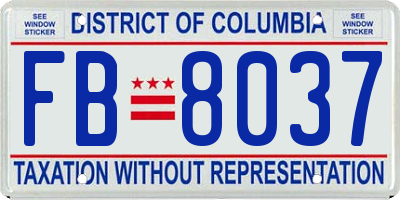 DC license plate FB8037