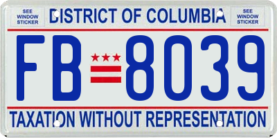 DC license plate FB8039