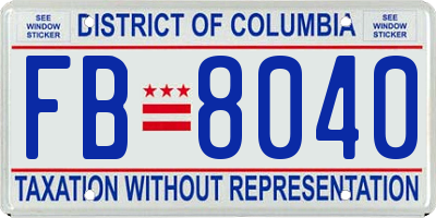 DC license plate FB8040