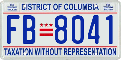 DC license plate FB8041