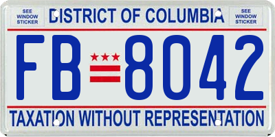 DC license plate FB8042