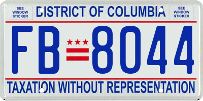 DC license plate FB8044