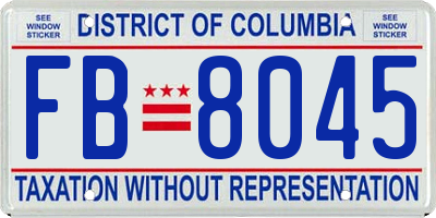 DC license plate FB8045