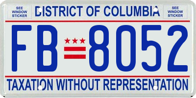 DC license plate FB8052