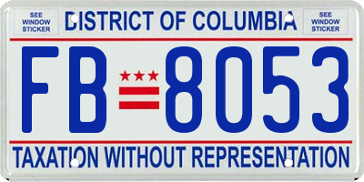 DC license plate FB8053