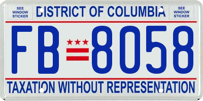 DC license plate FB8058