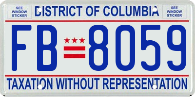 DC license plate FB8059