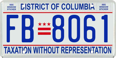 DC license plate FB8061