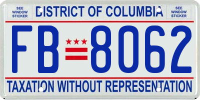 DC license plate FB8062