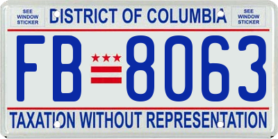 DC license plate FB8063