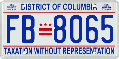 DC license plate FB8065