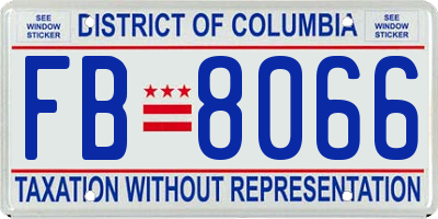 DC license plate FB8066