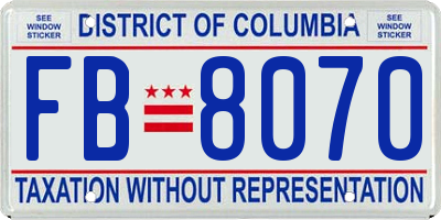 DC license plate FB8070