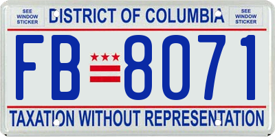 DC license plate FB8071