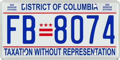 DC license plate FB8074