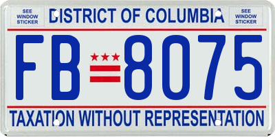 DC license plate FB8075