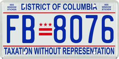 DC license plate FB8076