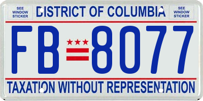 DC license plate FB8077