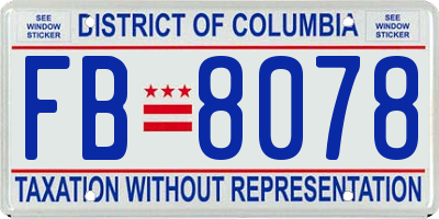 DC license plate FB8078