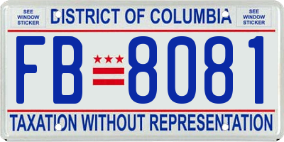 DC license plate FB8081