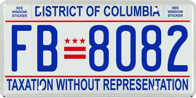 DC license plate FB8082