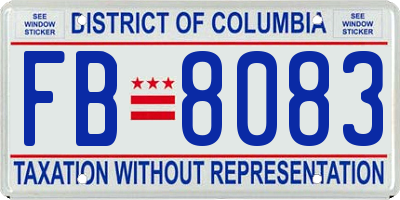 DC license plate FB8083