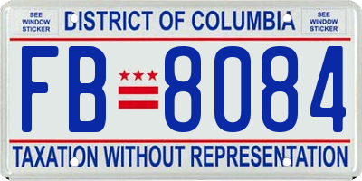 DC license plate FB8084