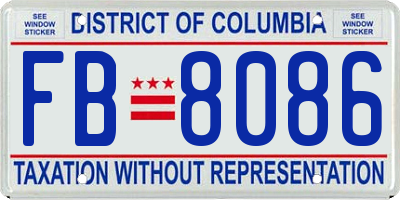 DC license plate FB8086