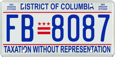 DC license plate FB8087