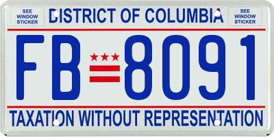 DC license plate FB8091