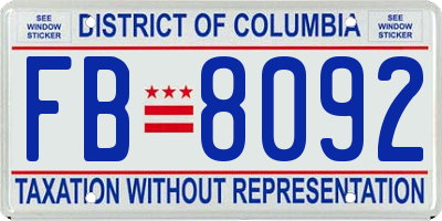 DC license plate FB8092