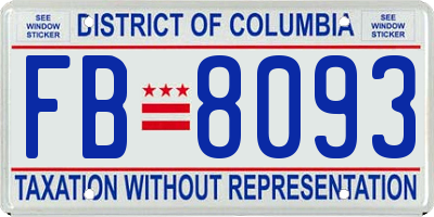 DC license plate FB8093