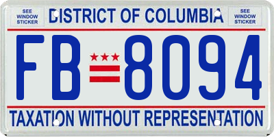 DC license plate FB8094