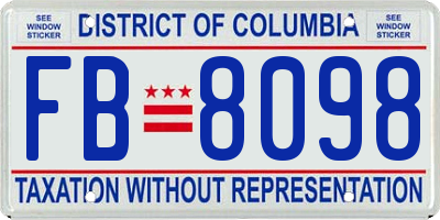 DC license plate FB8098