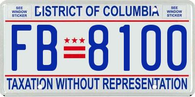 DC license plate FB8100