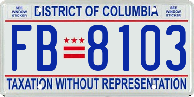 DC license plate FB8103