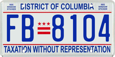 DC license plate FB8104