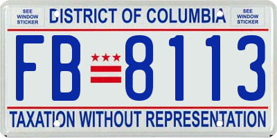 DC license plate FB8113