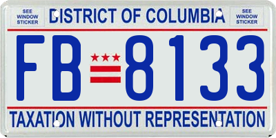 DC license plate FB8133